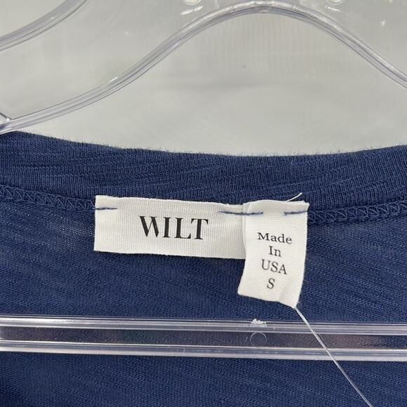 Wilt Women's Crew Long Sleeve Easy Crossover Raw Hem Top - Midnight - S - NWT - Picture 2 of 7